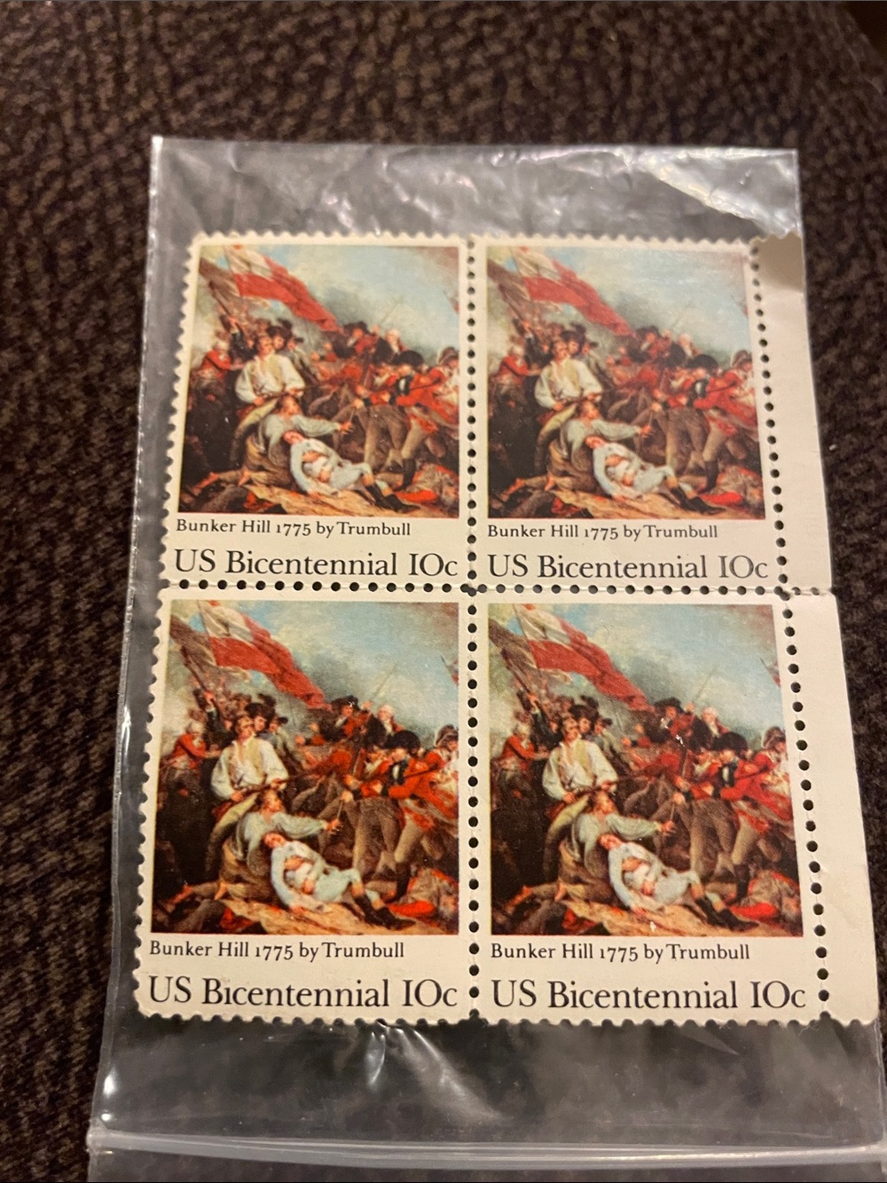 US Bicentennial 10c Stamp Block of 4 - Historical Artwork